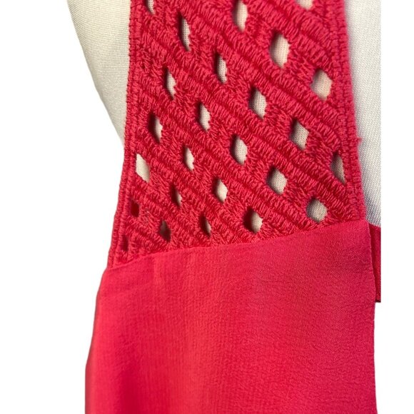 Anthropologie HD in Paris Women's Pink Short Tank Top Blouse Size 4 Tiered Lace - Picture 5 of 8